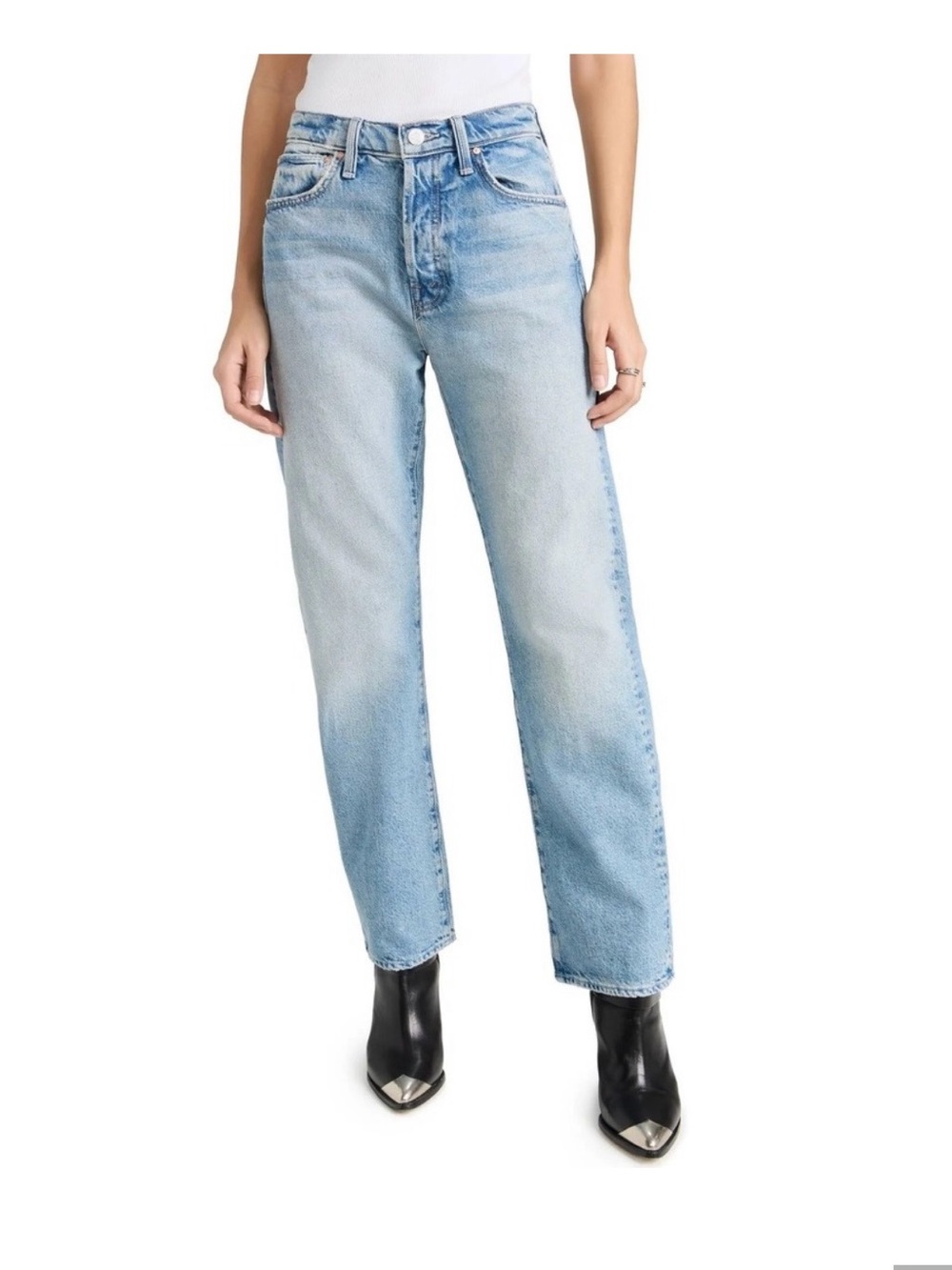 Mother THE DITCHER HOVER  Straight Jeans in Light Blue
